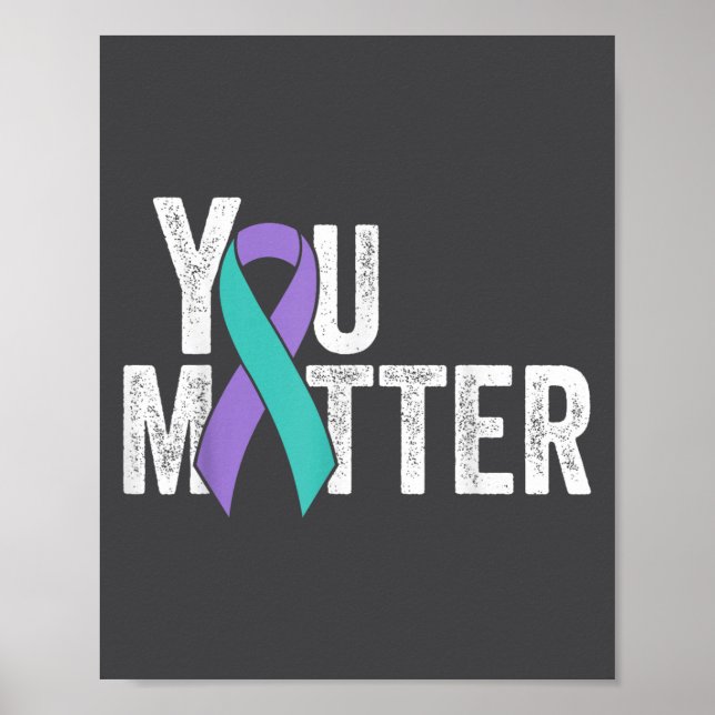 You Suicide Prevention Teal Purple Awareness Ribbo Poster (Framsidan)