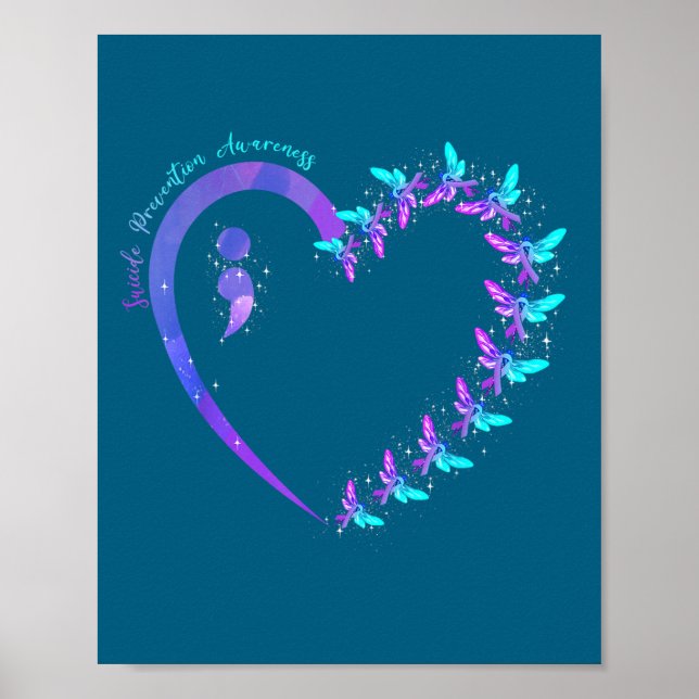 You Suicide Prevention Teal Purple Awareness Ribbo Poster (Framsidan)