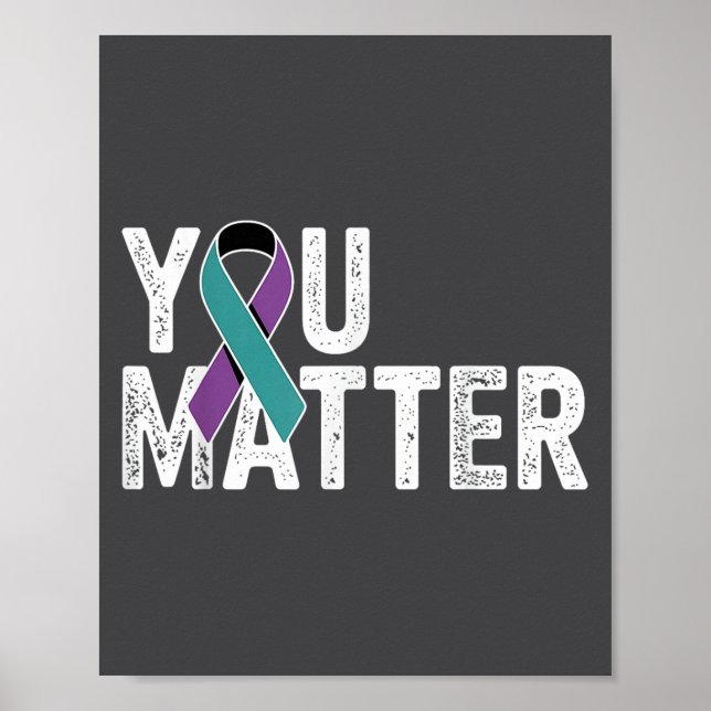 You Suicide Prevention Teal Purple Awareness Ribbo Poster (Framsidan)