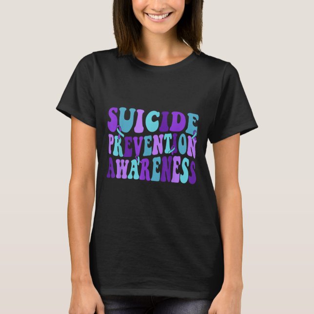 You Suicide Prevention Teal Purple Awareness Ribbo T Shirt (Framsida)