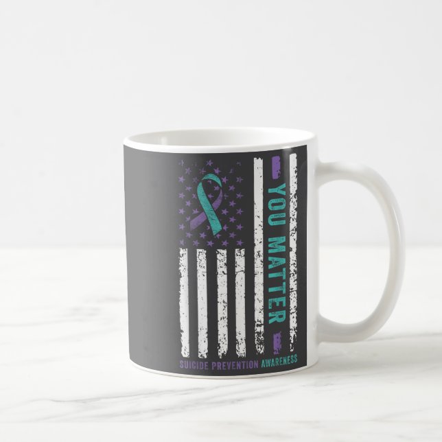 You Teal &amp; Purple Ribbon Suicide Prevention Aw Kaffemugg (Höger)