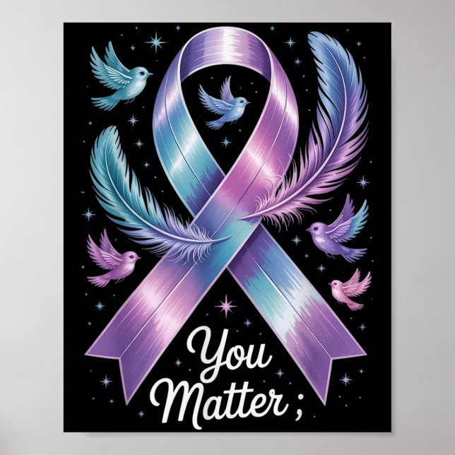 You Teal &amp; Purple Ribbon Suicide Prevention Aw Poster (Framsidan)
