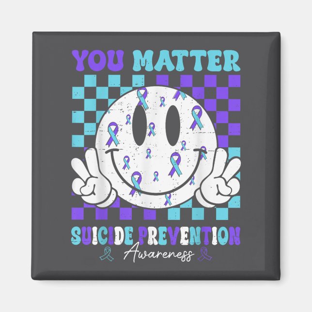 You Teal Purple Ribbon Suicide Prevention Awarenes Magnet (Framsidan)