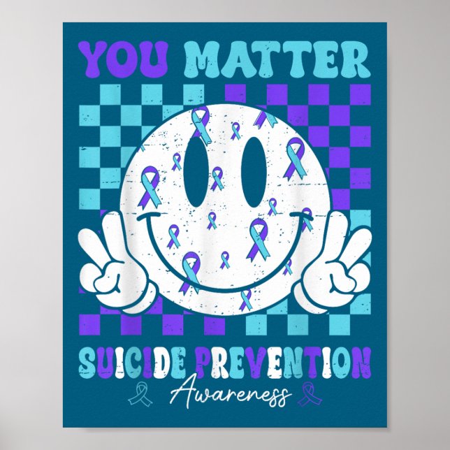 You Teal Purple Ribbon Suicide Prevention Awarenes Poster (Framsidan)