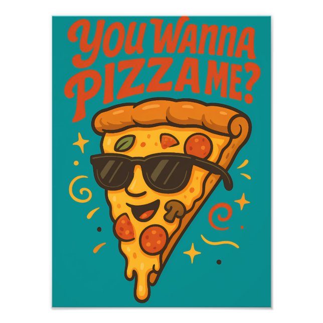 You Wanna Pizza Me Funny Retro Design Fototryck (Framsidan)