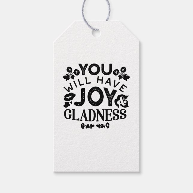 You Will Have Joy and Gladness Inspirational Quote Presentetikett (Framsidan)