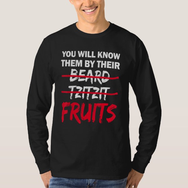 You Will Know Them By Their Beard Tzitzit Fruits T Shirt (Framsida)