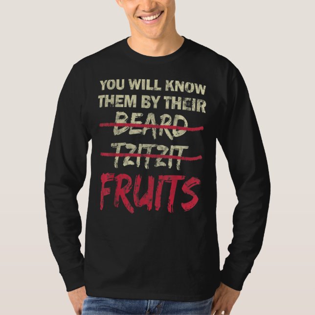 You Will Know Them By Their Beard Tzitzit Fruits T Shirt (Framsida)