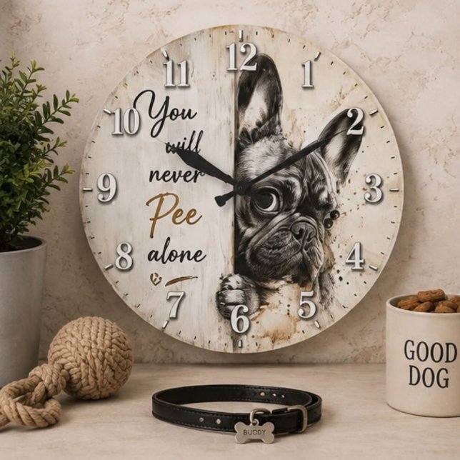 You Will Never Pee Alone French Bulldog Stor Klocka (Skapare uppladdad)