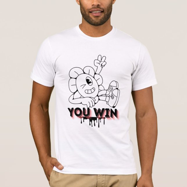 You Win Cartoon Tee – Fun Retro Gaming Victory  (Framsida)
