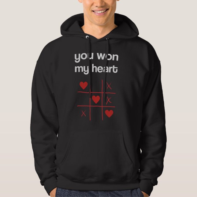 You Won My Heart Cute Tic Tac Toe Game  Valentine Hoodie (Framsida)