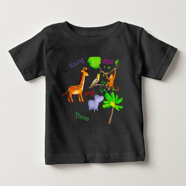 youg wild  and three Animals  T Shirt (Framsida)