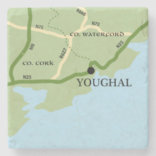 Youghal County Kork Ireland Road Karta Underlägg Sten