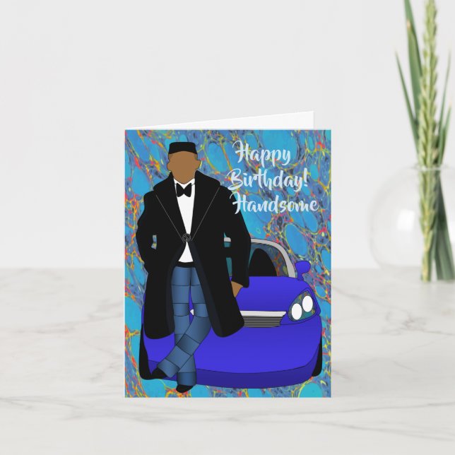 Young African American Male Birthday Kort (Framsida)