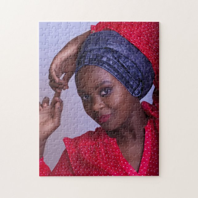 Young African Dam w/Blue Jeans Headwrap Pussel (Vertikal)
