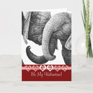 Young African Elephants Valentine Card Helgkort