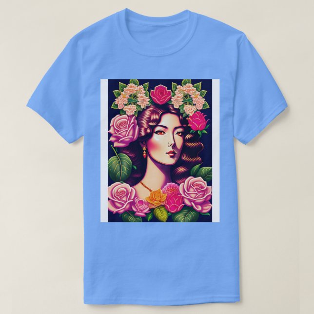 Young Agatha Christie Blommigt Art T Shirt (Design framsida)