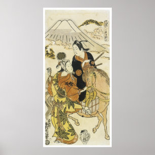 Young Älskare by Mt Fiji, Toshinobu, 1720 Poster