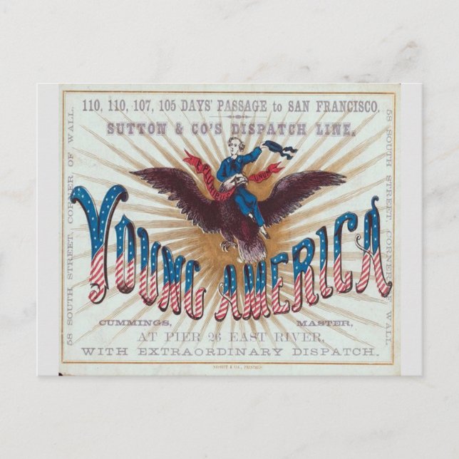 Young America Clipper Sailing frakt Vykort (Framsida)