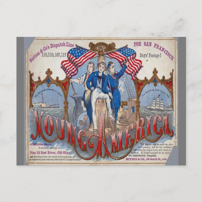 Young America Clipper Sailing frakt Vykort (Framsida)