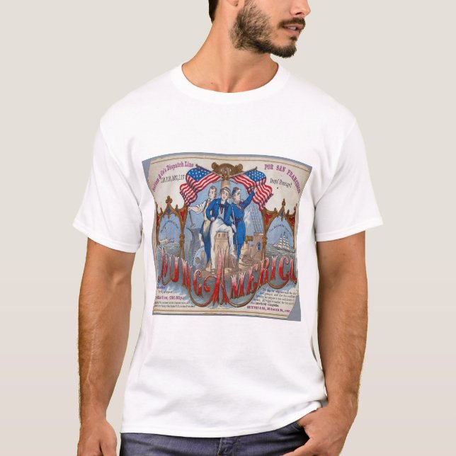Young America Clipper Segelfartyg T Shirt (Framsida)