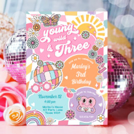 Young and Three Girl Retro Preppy Varsity Birthday Inbjudningar