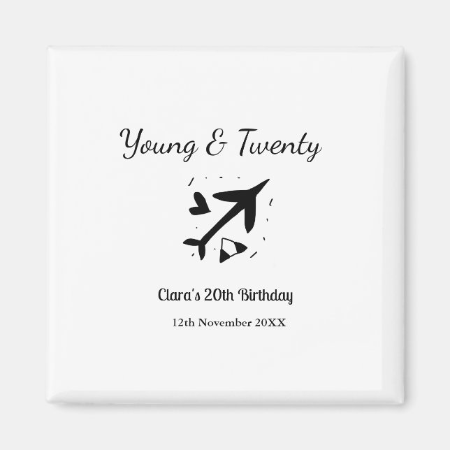 Young and twenty adventure happy birthday add name magnet (Framsidan)
