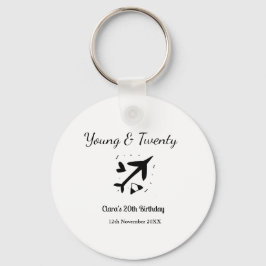 Young and twenty adventure happy birthday add name nyckelring