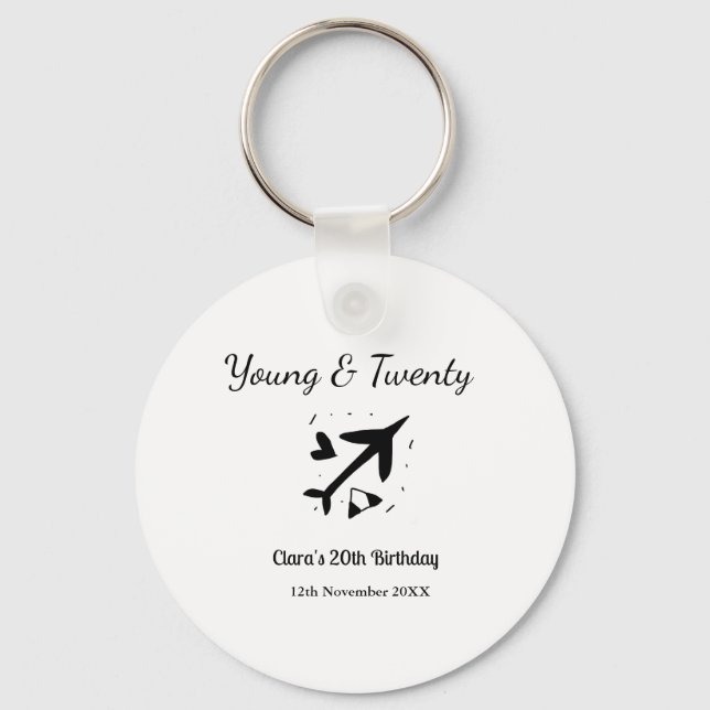 Young and twenty adventure happy birthday add name nyckelring (Framsida)