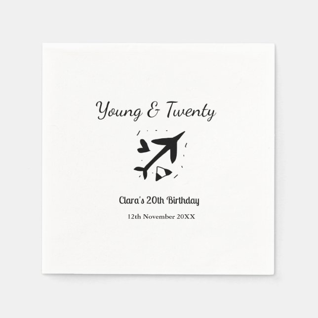 Young and twenty adventure happy birthday add name pappersservett (Framsidan)