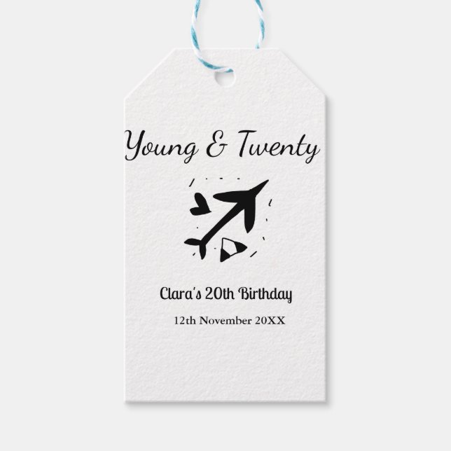 Young and twenty adventure happy birthday add name presentetikett (Framsidan)