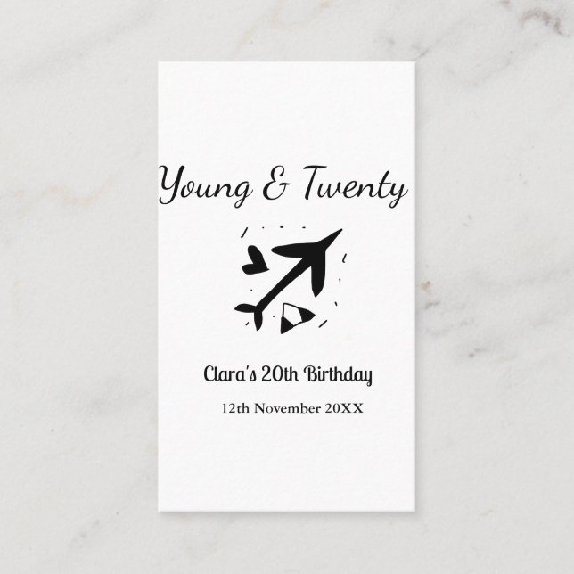 Young and twenty adventure happy birthday add name visitkort (Framsida)