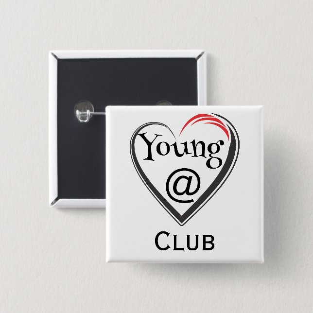 Young at Heart Club Button Knapp (Framsida & baksida)