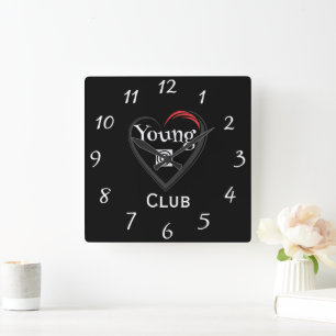 Young at Heart Club-urklocka Fyrkantig Klocka