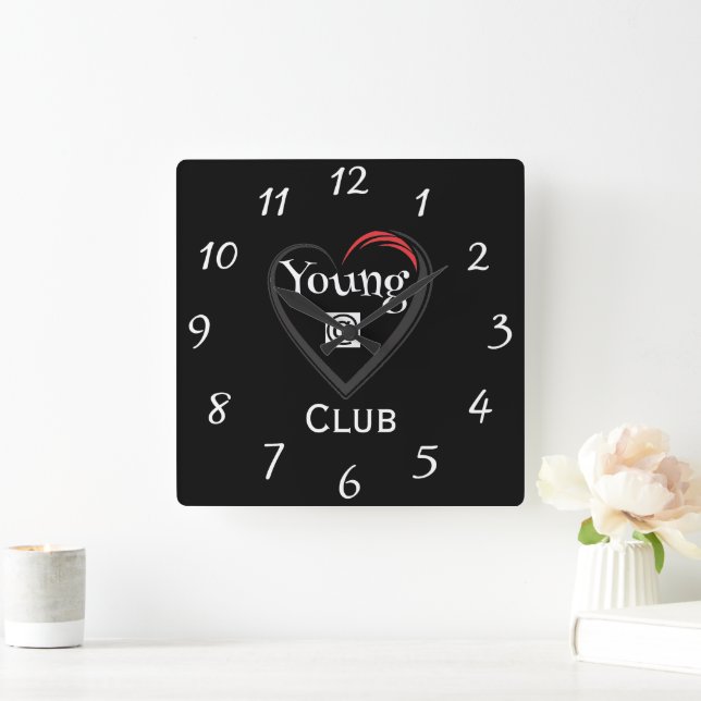 Young at Heart Club-urklocka Fyrkantig Klocka (Hem)