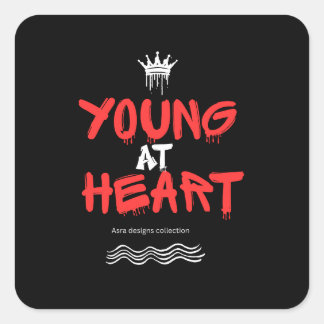 Young at Heart – Youthful Spirit Motivational Fyrkantigt Klistermärke