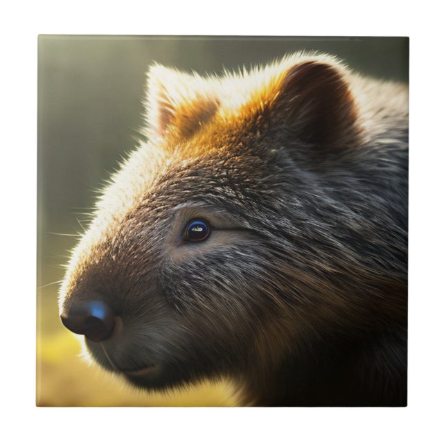 Young Australian Wombat, Ceramic Tile Kakelplatta (Framsidan)