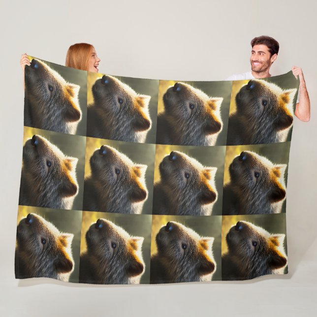 Young Australian Wombat, Large Fleece Blanket (På plats)