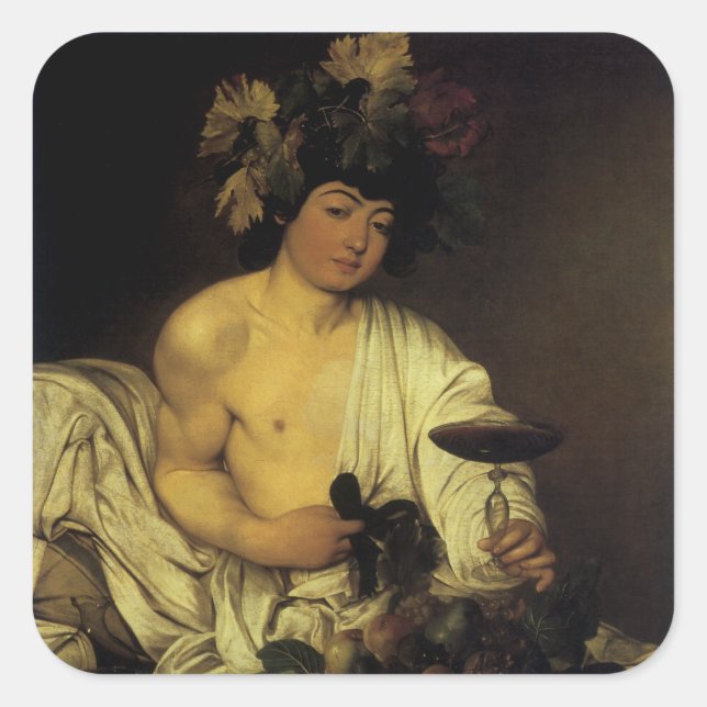 Young Bacchus Fyrkantigt Klistermärke (Framsida)