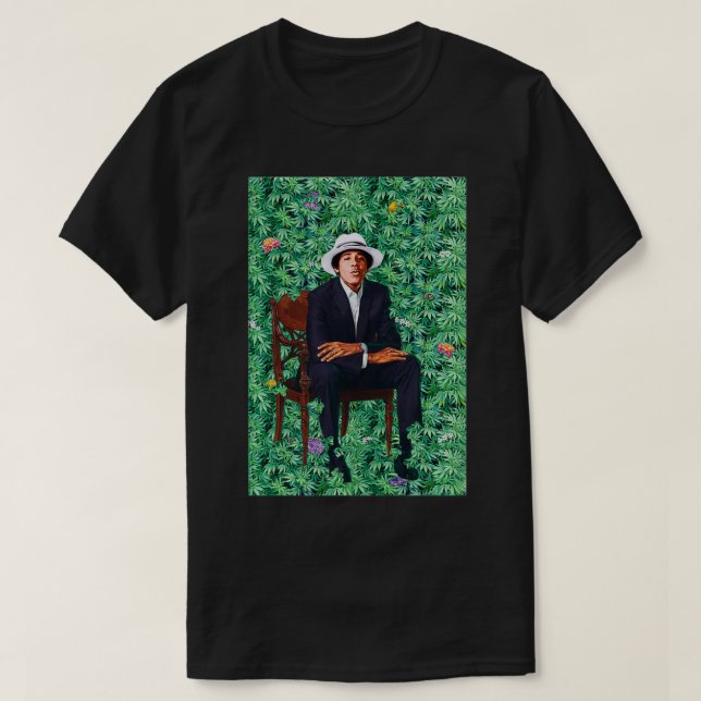 Young Barack Obama Porträtt Ogräs T Shirt (Design framsida)