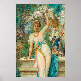 Young Beauty med Blommigt Tendrils av Hans Zatzka Poster