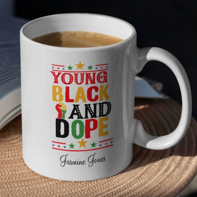 Young Black and Dope African American Pride Kaffemugg (Skapare uppladdad)