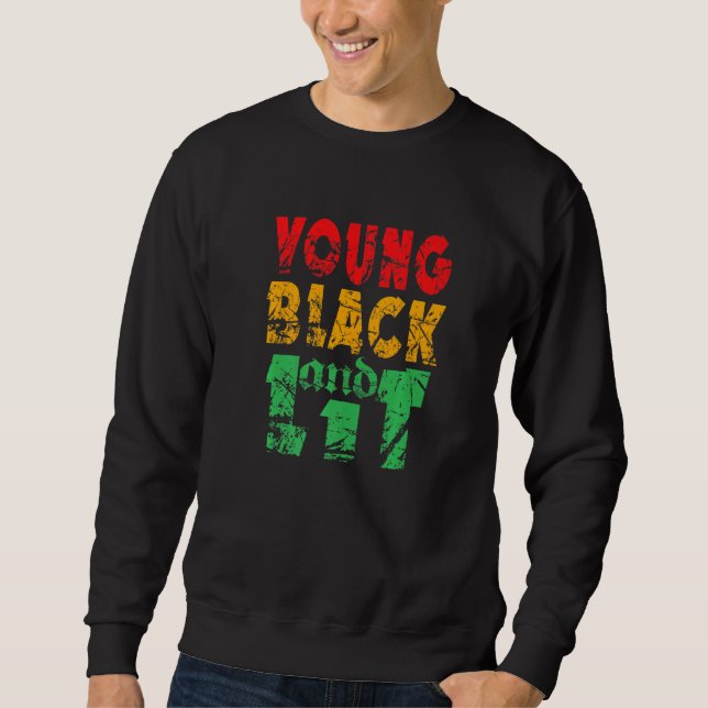 Young Black and Lit Pride African Amerikansk histo Lång Ärmad Tröja (Framsida)
