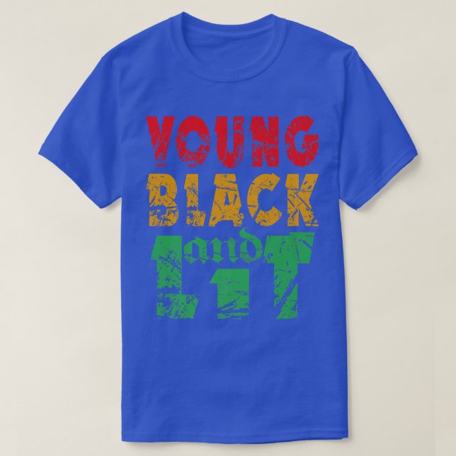 Young Black and Lit Pride African Amerikansk histo T Shirt (Design framsida)