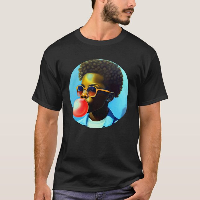 Young Black Boy Joy Bubble Gum Roligt African Mela T Shirt (Framsida)