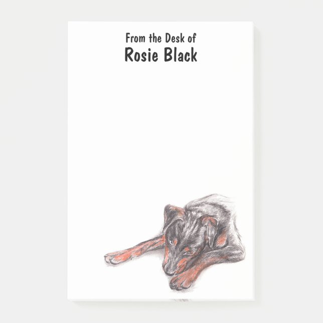 Young Black Hund Porträtt Post-it Block (Framsida)