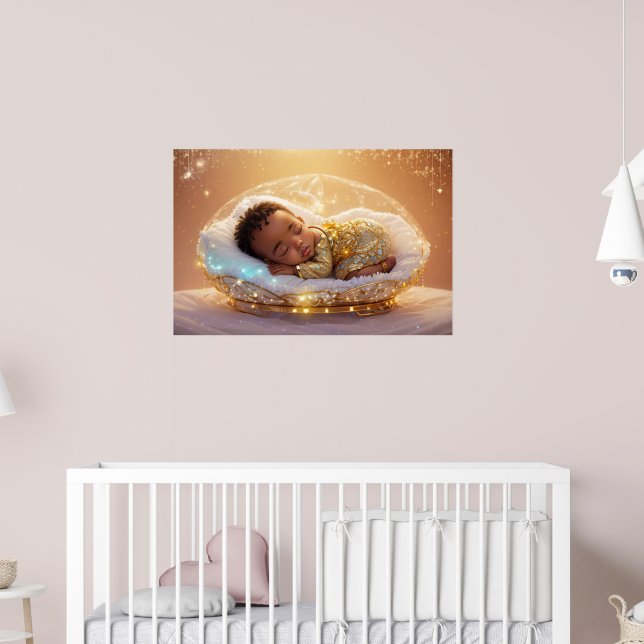 Young Black Prince Newborn Pojke Nursery Art Poster (Barnkammare 2)