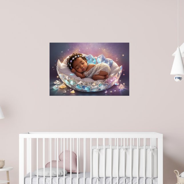 Young Black Princess Newborn Flicka Nursery Art Poster (Barnkammare 2)