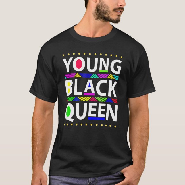 Young Black Queen Black History Month Girls Kids T Shirt (Framsida)