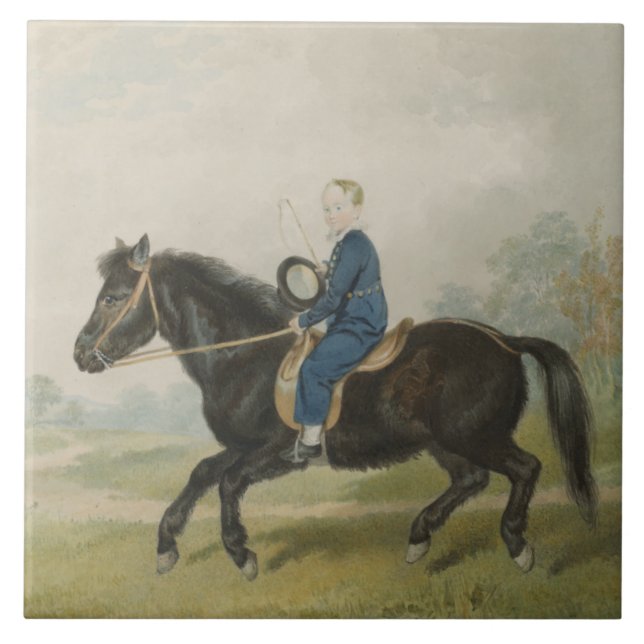 Young Boy Riding a Pony (av Penry Williams) Kakelplatta (Framsidan)